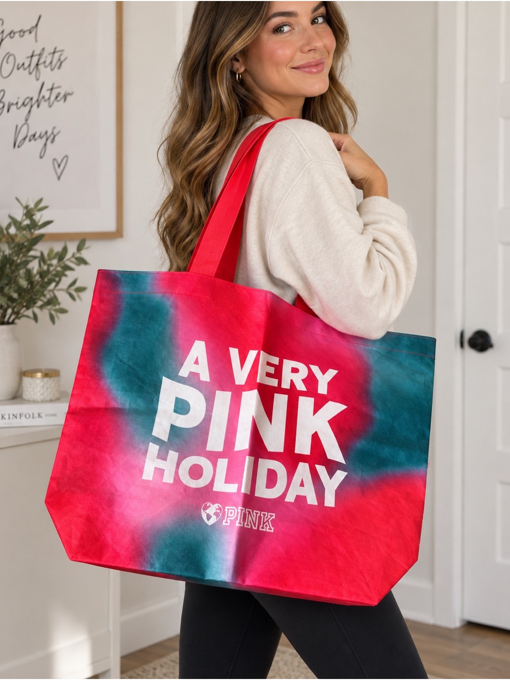 Victoria’s Secret PINK Oversized Holiday Tote Bag Tie Dye NWOT